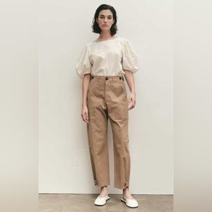 Mijeong Park Cropped Workwear Cargo Pants Tan XS